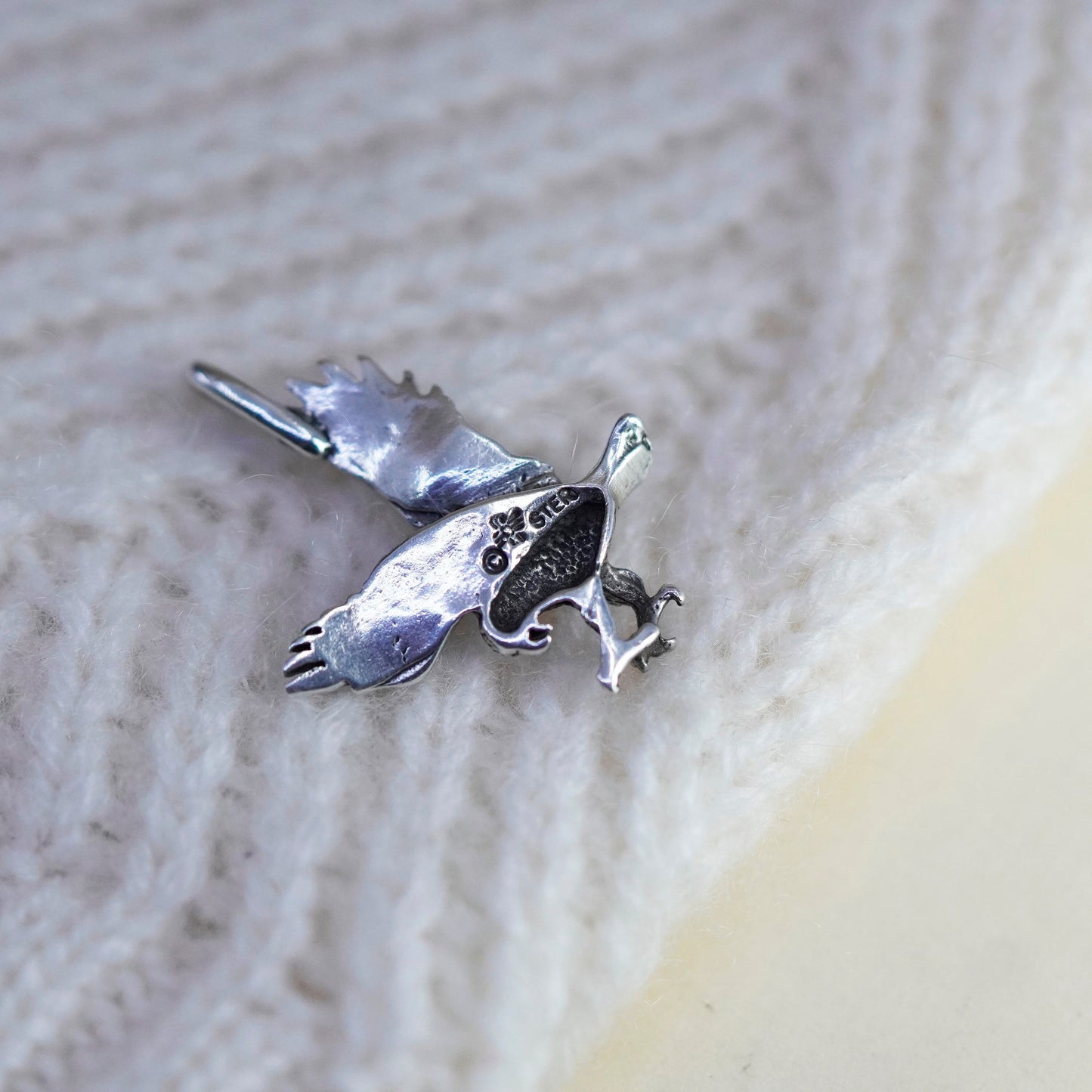 Vintage Sterling 925 silver handmade Eagle pendant charm