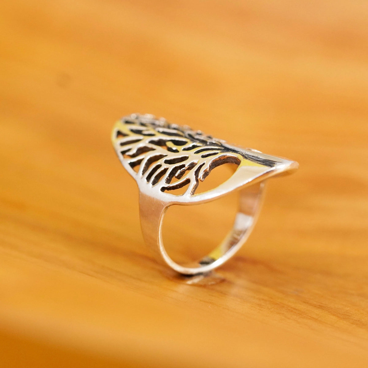 Size 7.5, Sterling silver handmade ring, southwestern 925 filigree tree band
