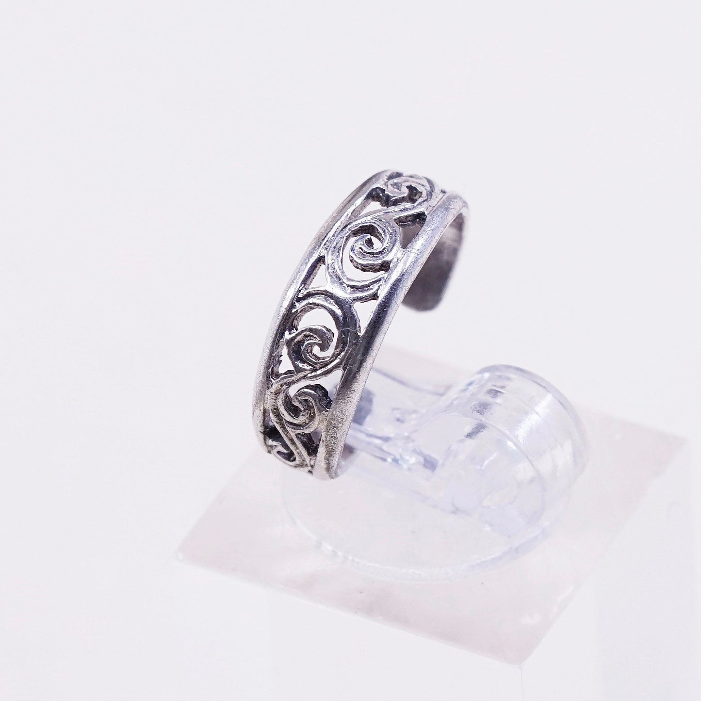 sz 2.5, vintage Sterling silver handmade ring, 925 filigree swirl band