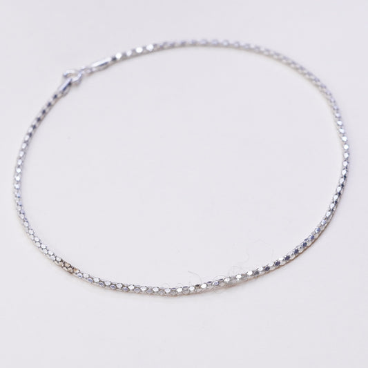10”, Vintage sterling silver anklet, 925 Italy popcorn chain