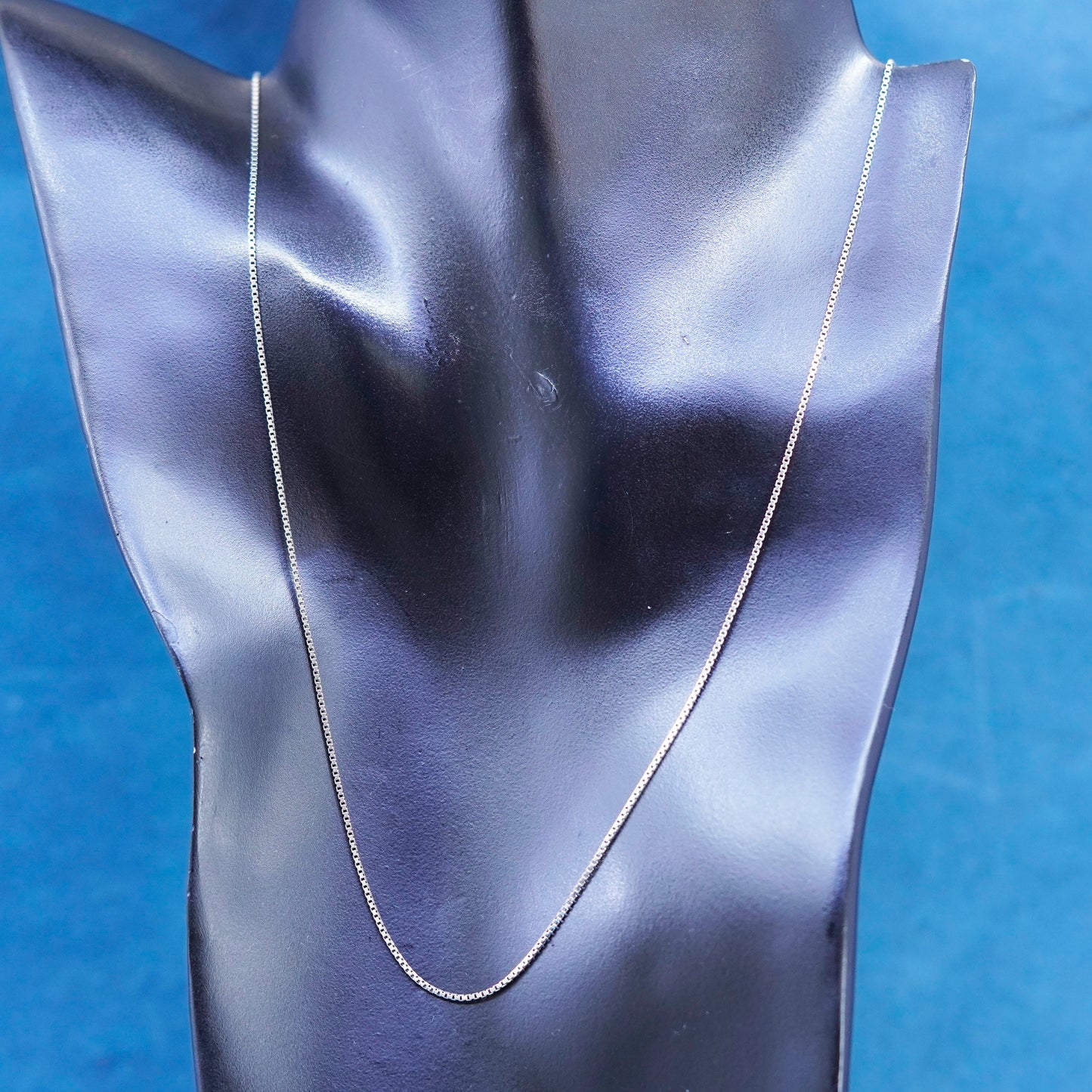 21”, 1mm, vintage Sterling silver necklace, 925 box chain