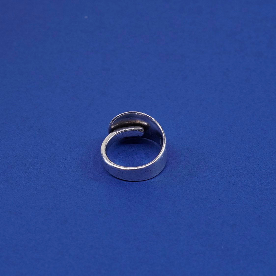 sz 5.5, vtg Sterling silver handmade ring, 925 pat 1932 spoon band, stamped A