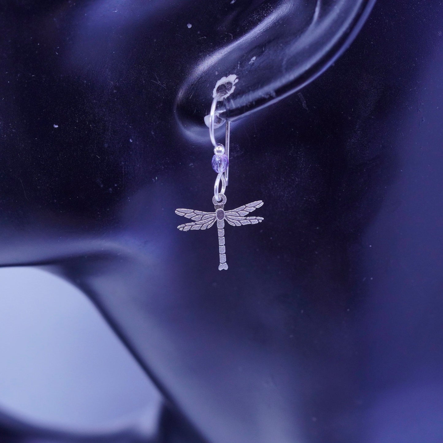Vintage Sterling 925 silver handmade dragonfly earrings