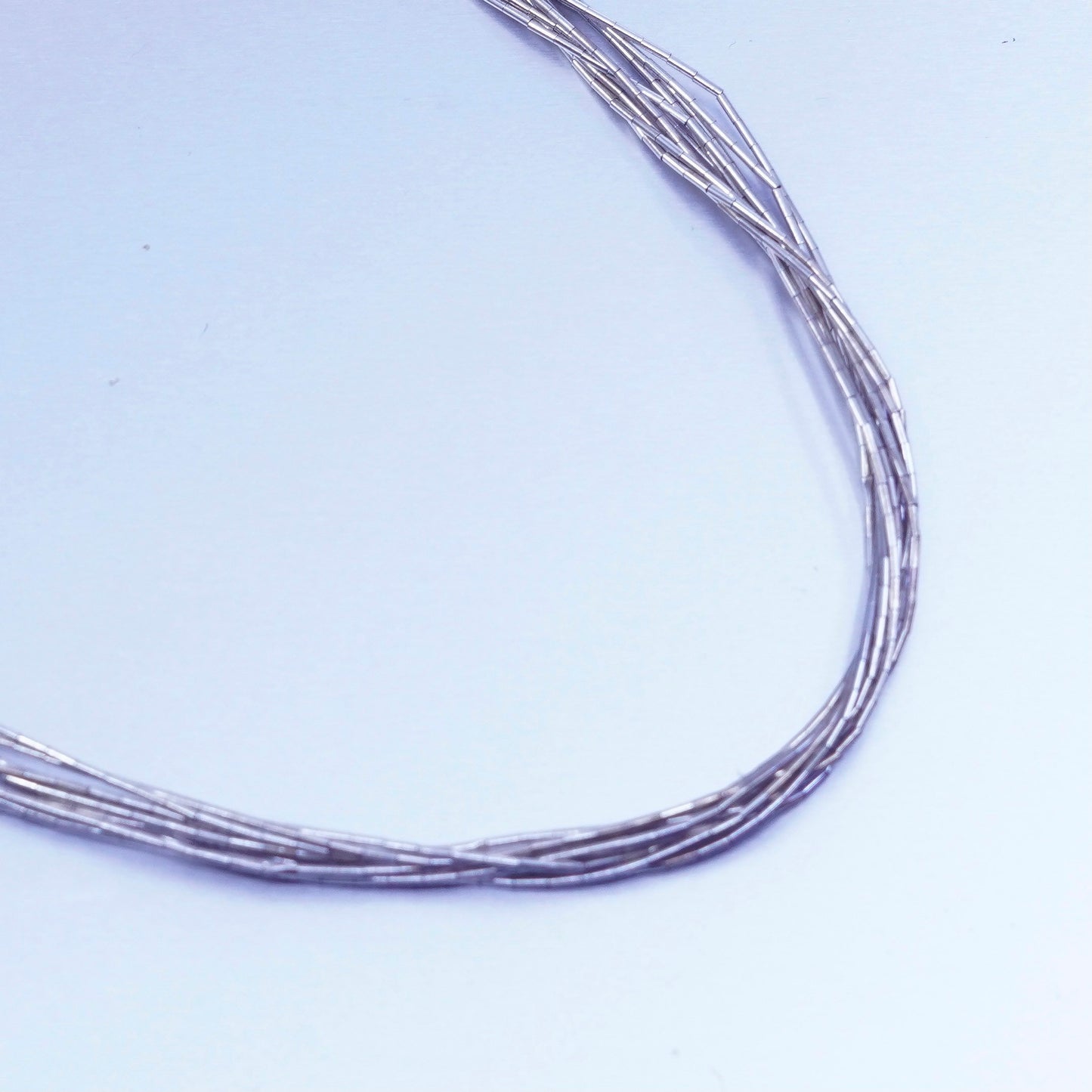 20”, liquid Sterling silver 10 strands necklace, Native American handmade chain