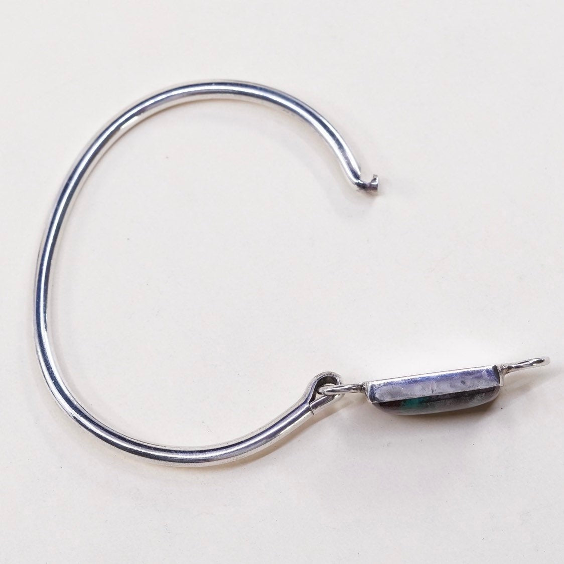 6.5", VTG mexico sterling silver bangle bracelet with turquoise inlay