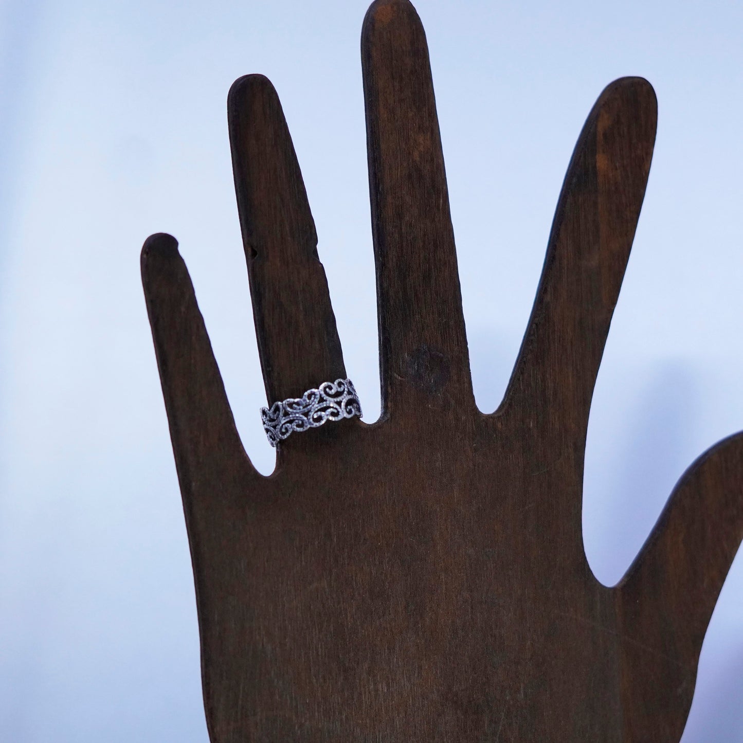 Size 5.5, vintage Sterling 925 silver handmade ring, filigree band
