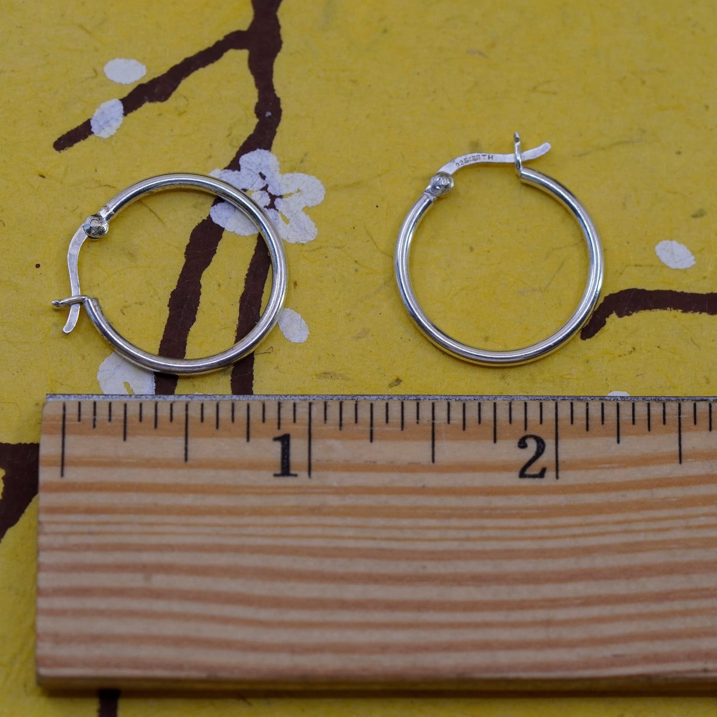 0.75”, Vintage Sterling silver handmade earrings, 925 hoops