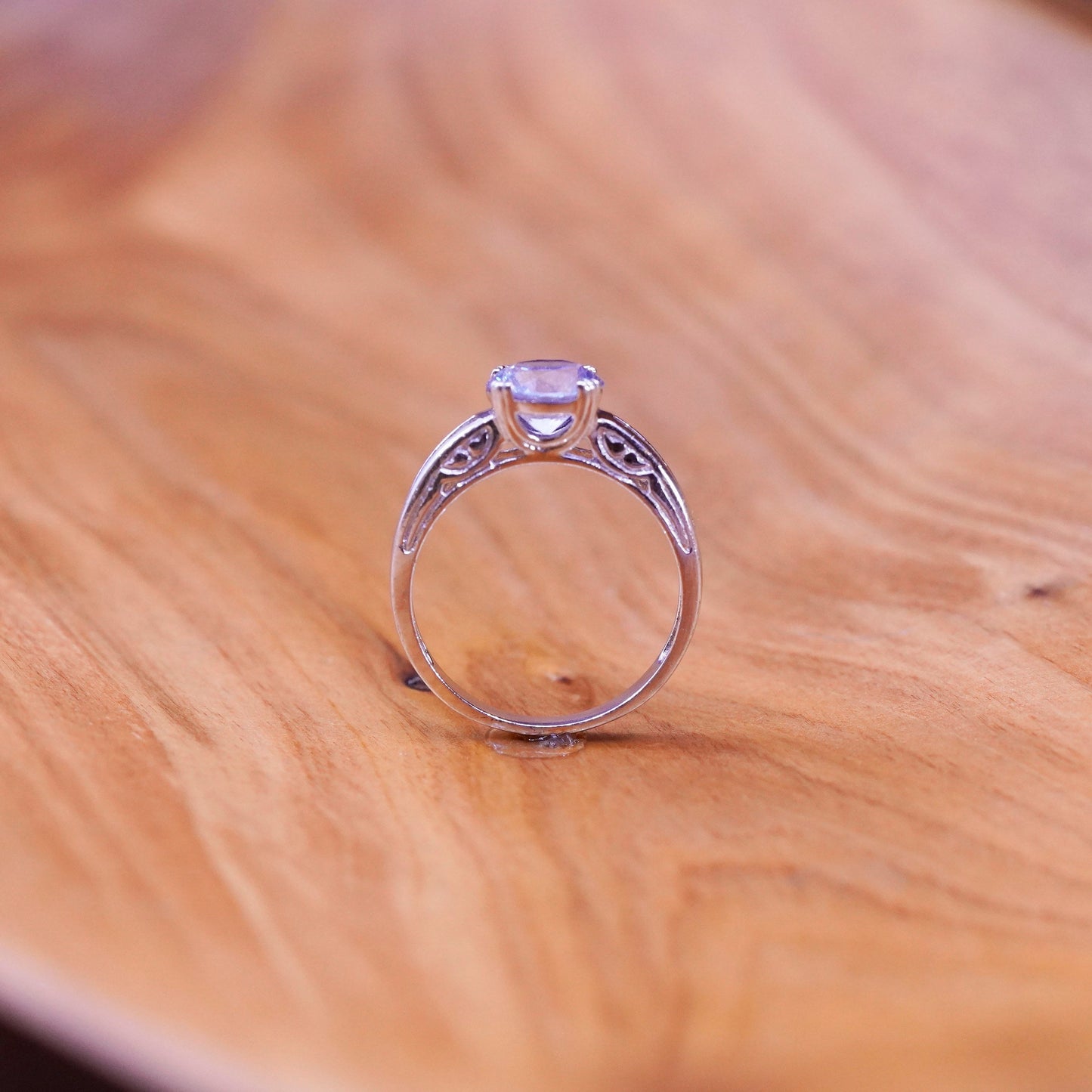 Size 9.5, vintage Sterling 925 silver anniversary engagement ring with topaz cz