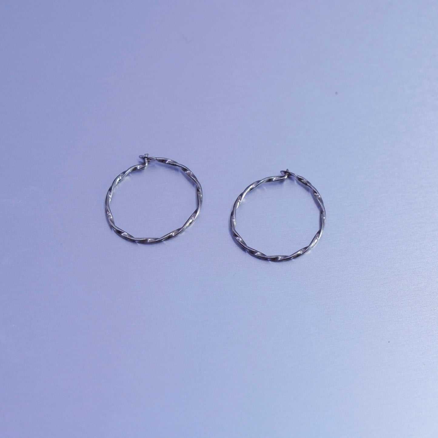 0.5”, vintage Sterling silver handmade earrings, twisted 925 hoops