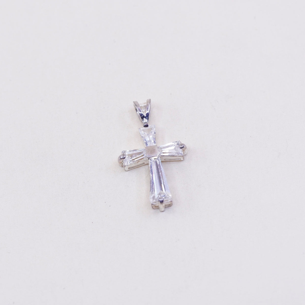 Vintage sterling silver pendant, 925 cross handmade pendant with Cz