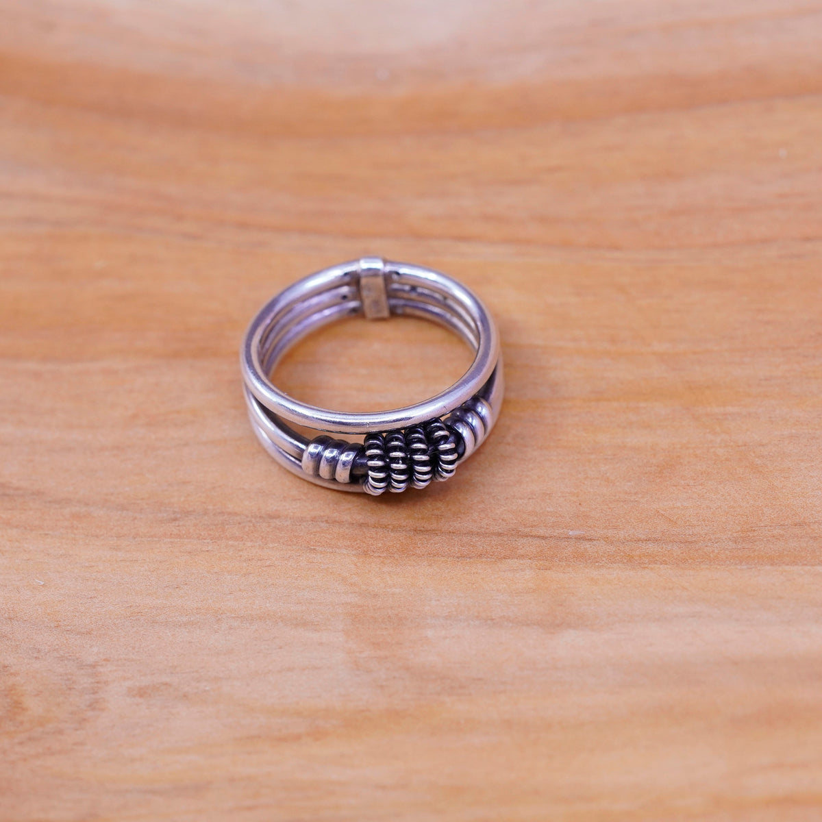 Size 9, vintage Sterling silver handmade ring, 925 cable band