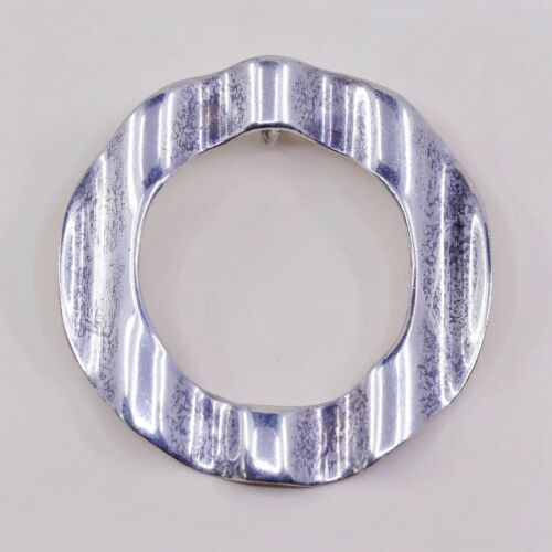Vintage Sterling Silver Handmade Pendant, Circle Shaped Charm, Stamped 925