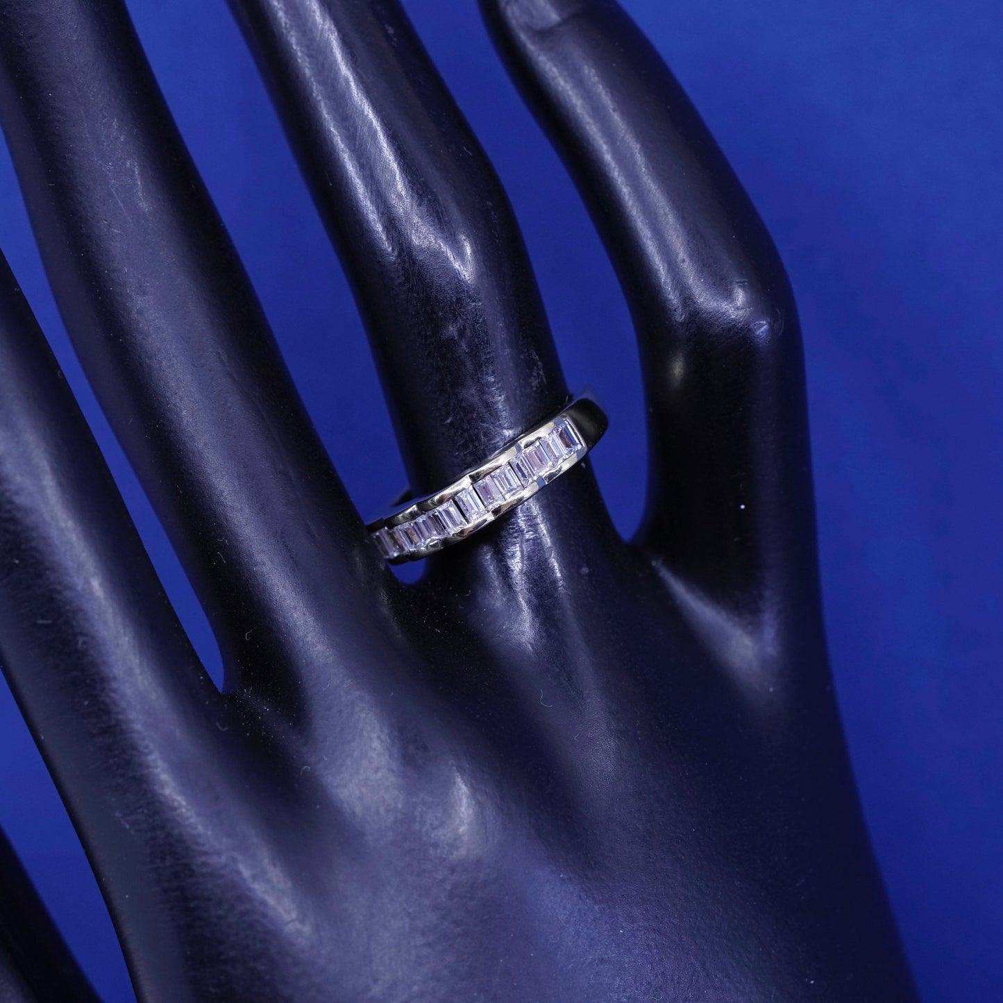 Size 6.25, vermeil gold over Sterling silver engagement ring, 925 band with Cz
