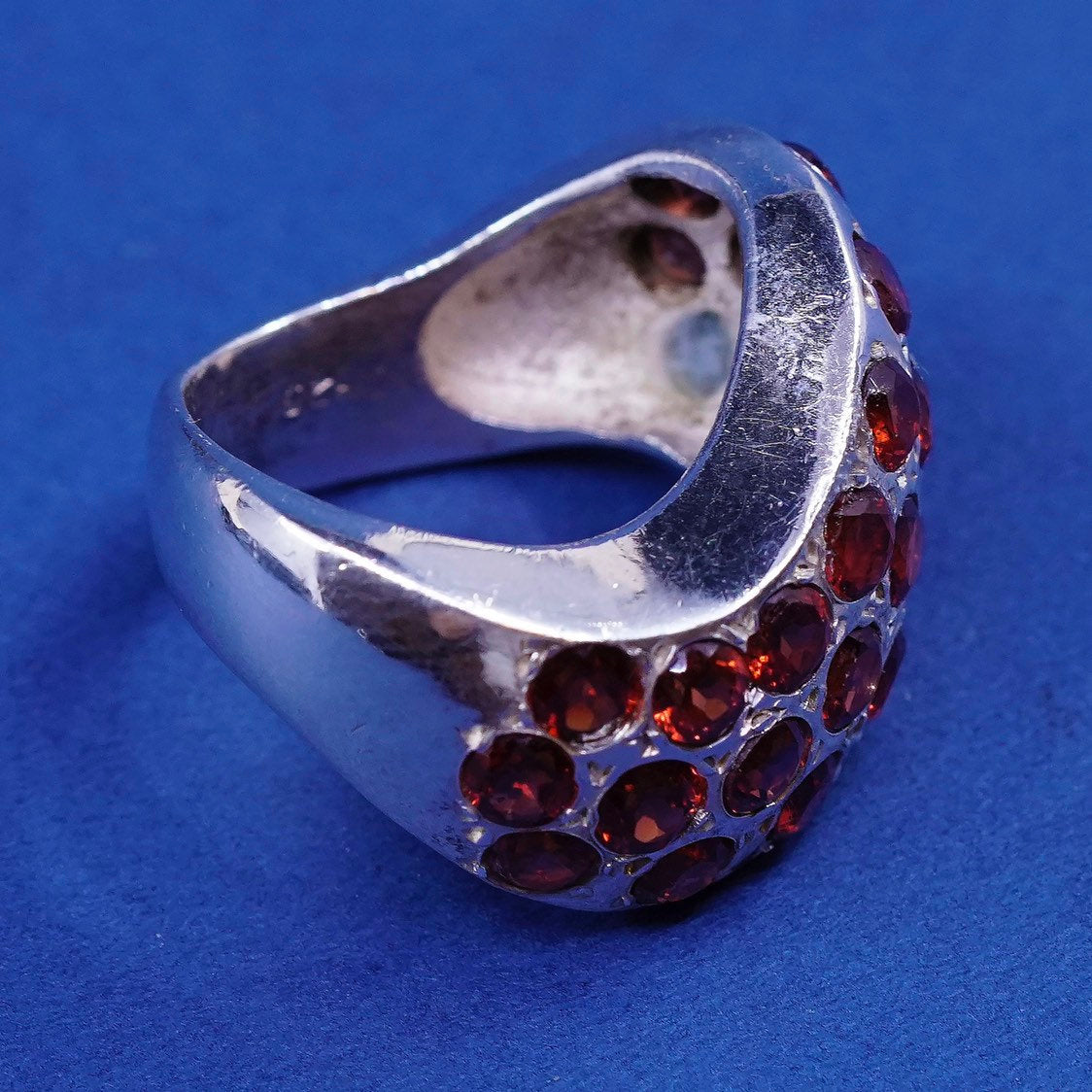 sz 7 vtg Sterling silver handmade 925 Statement cocktail ring w/ cluster cz