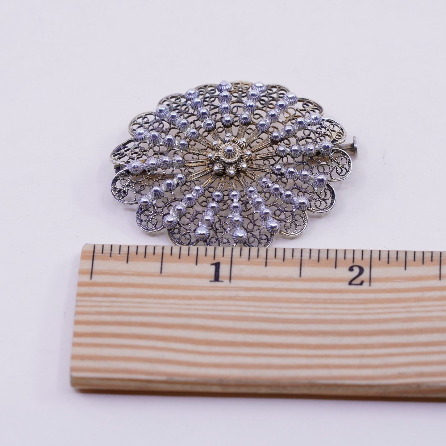 Germany Sterling silver handmade brooch, oval 800 filigree pin