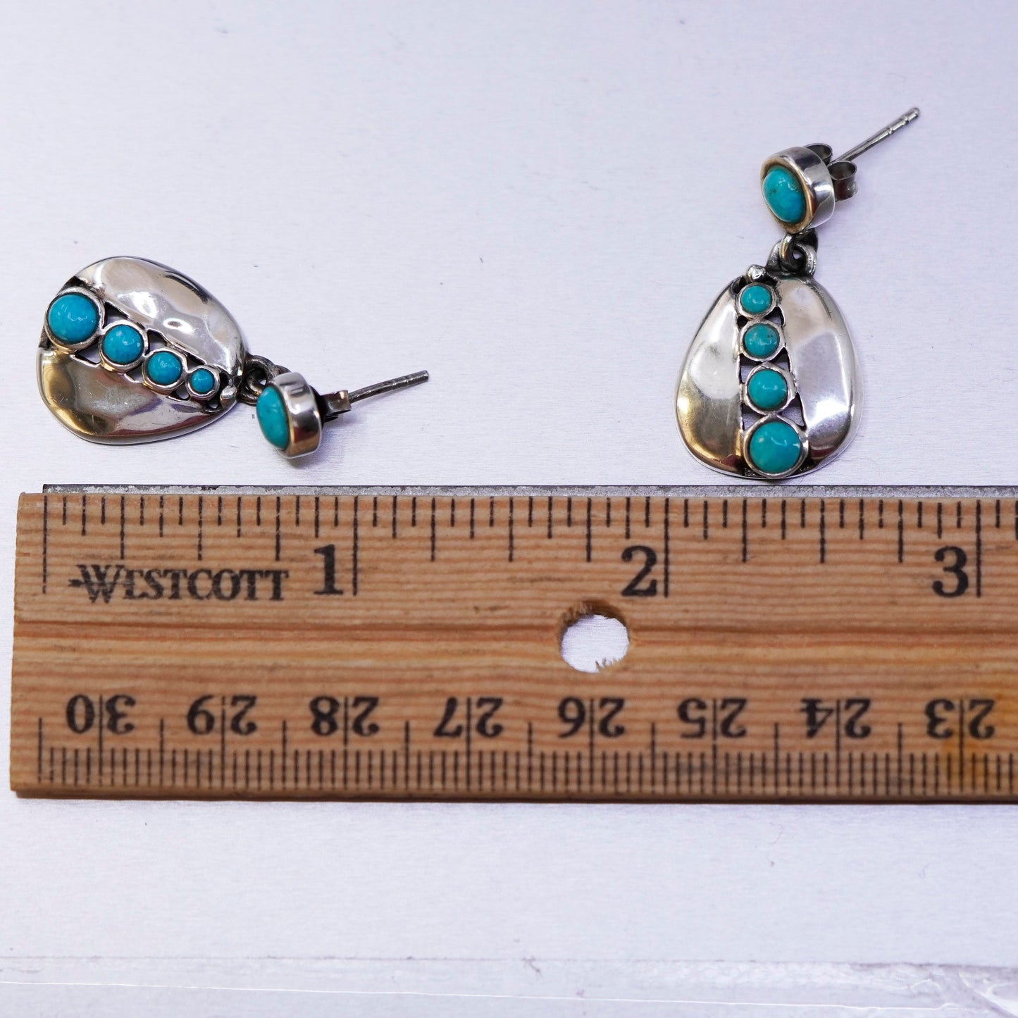 Vintage Sterling 925 silver handmade earrings with blue larimar beads