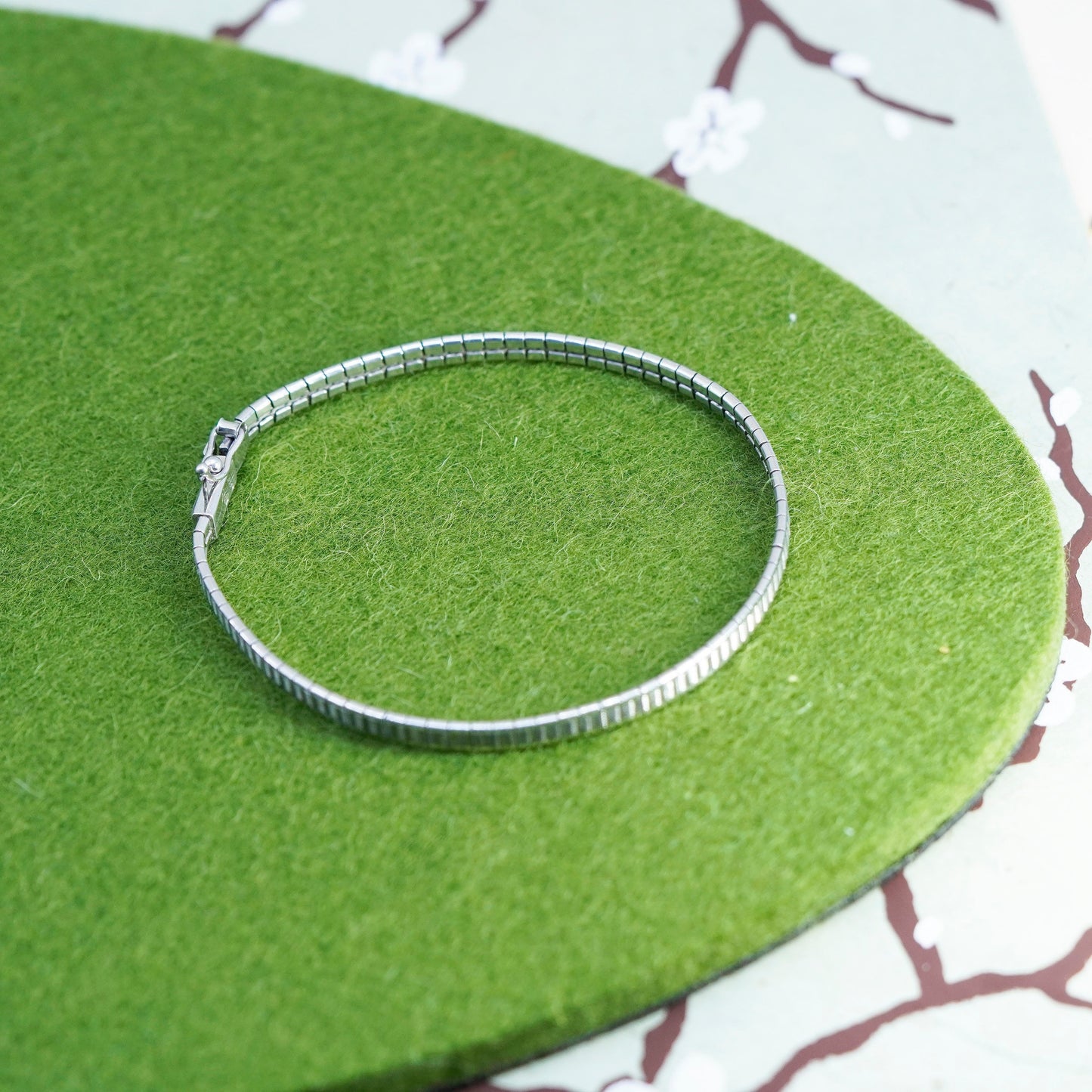 7”, 4mm, Vintage Sterling silver omega bracelet, Italy 925 chain