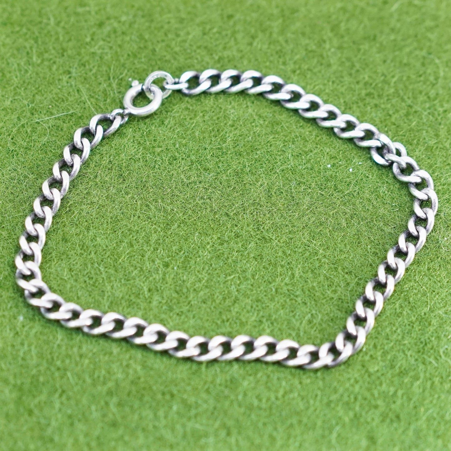 7.25”, 5mm, Vintage sterling 925 silver bold curb bracelet