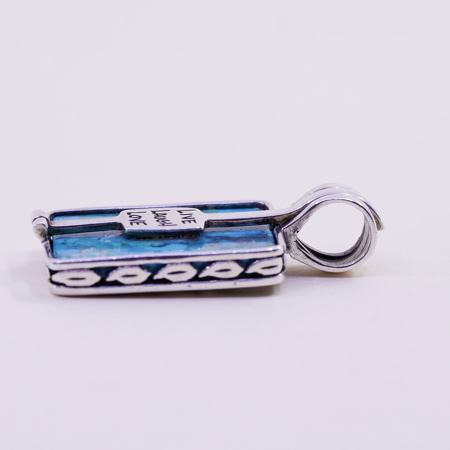 vintage silpada sterling silver pendant, 925 life of tree with Square Turquoise