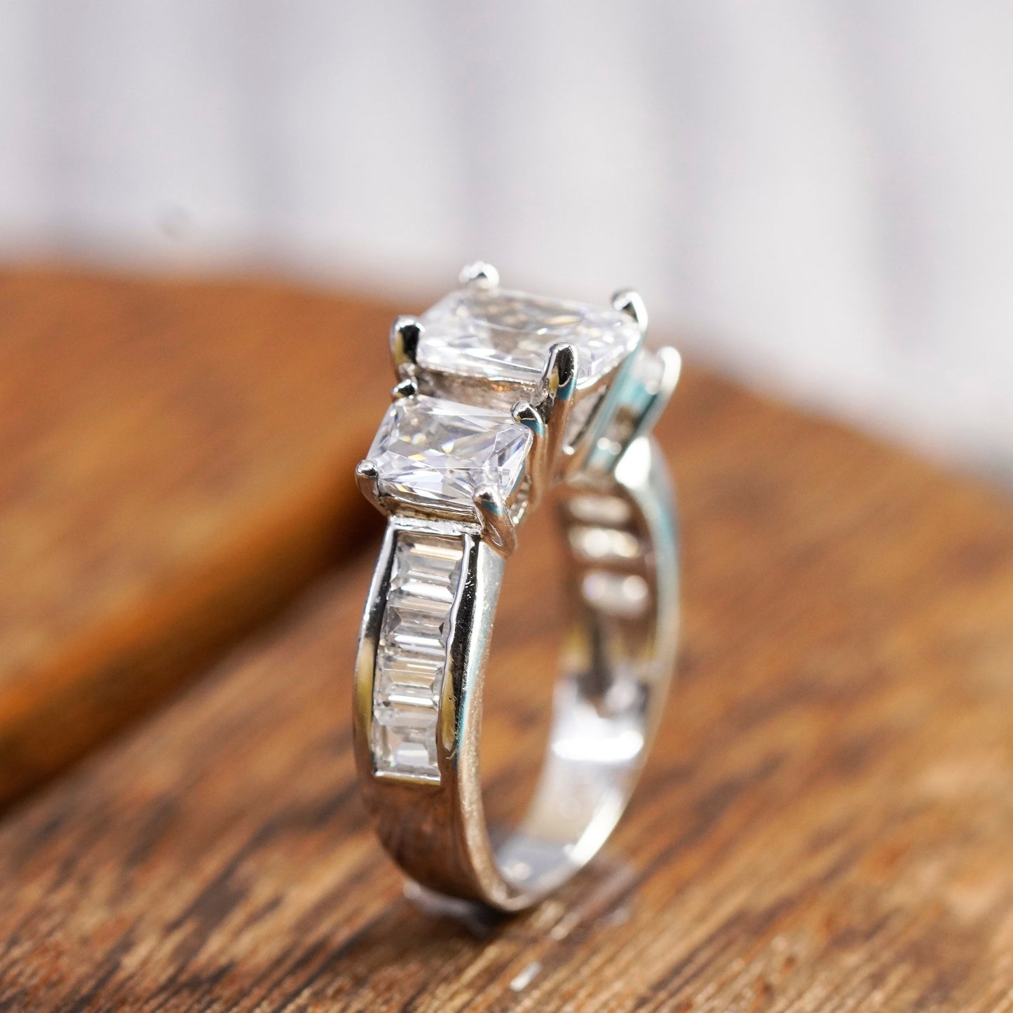 Size 5, vintage Sterling silver handmade ring, 925 engagement ring with cz