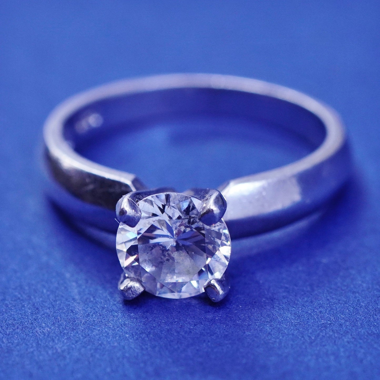 Size 6.25, vintage Sterling silver handmade ring, 925 engagement band with cz