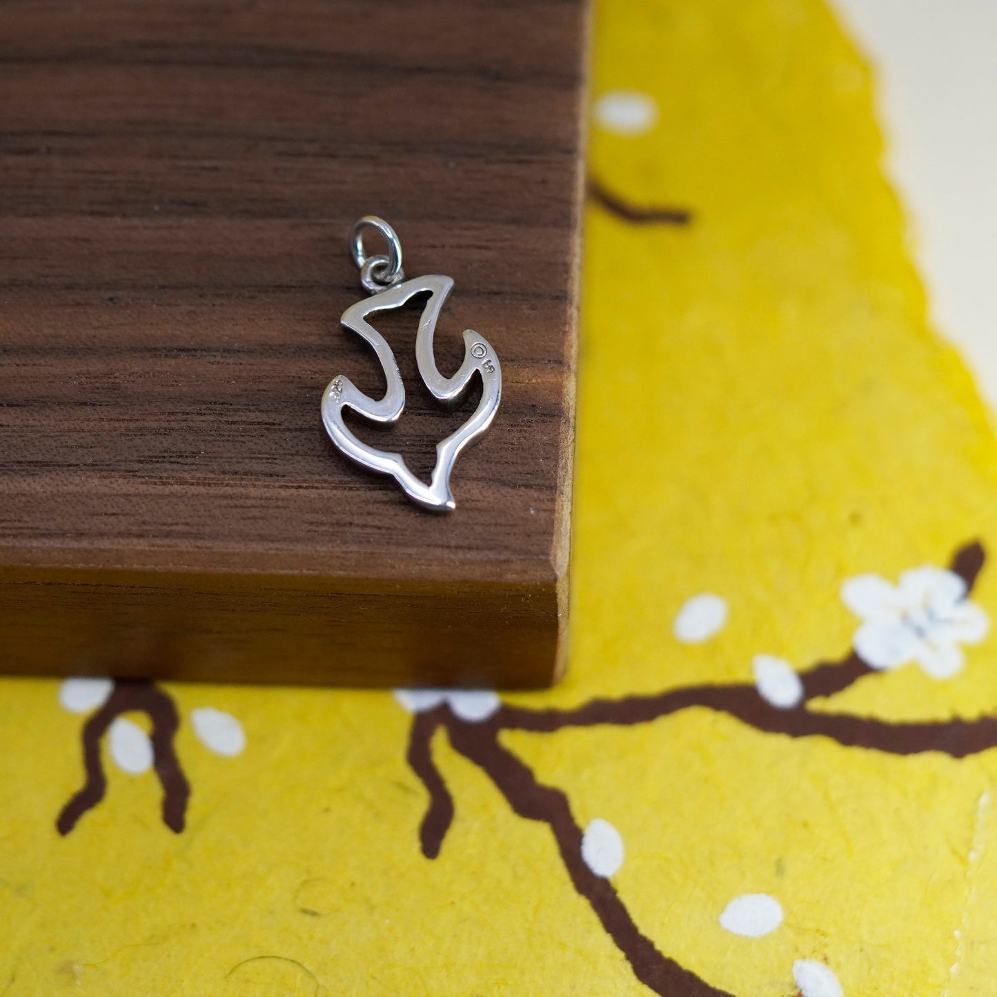Vintage Sterling silver handmade pendant, 925 dove bird charm