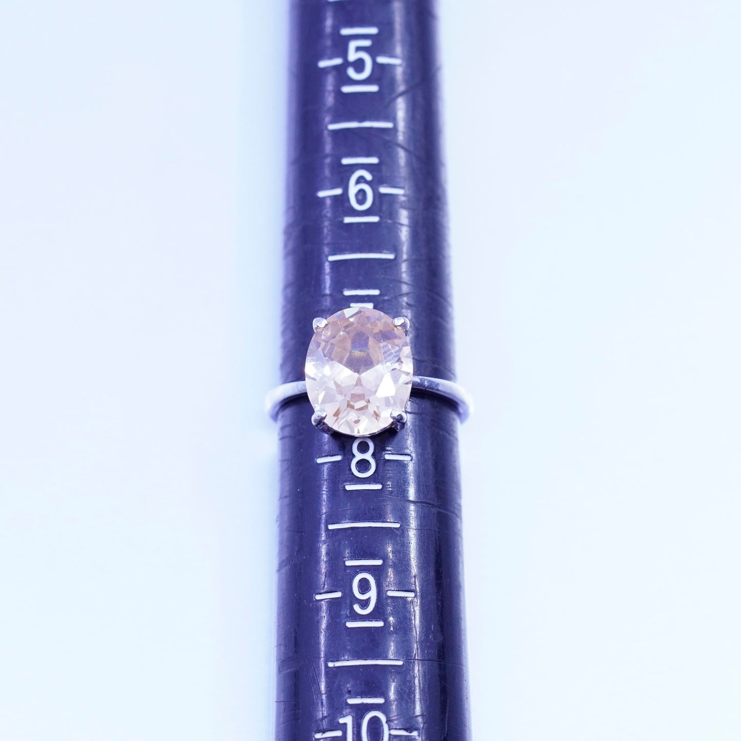 Size 7.25, vintage Sterling 925 silver handmade ring with oval citrine