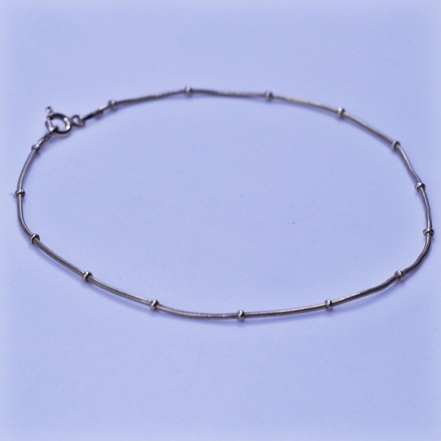 9”, vermeil gold over Sterling 925 silver bracelet, snake anklet with beads