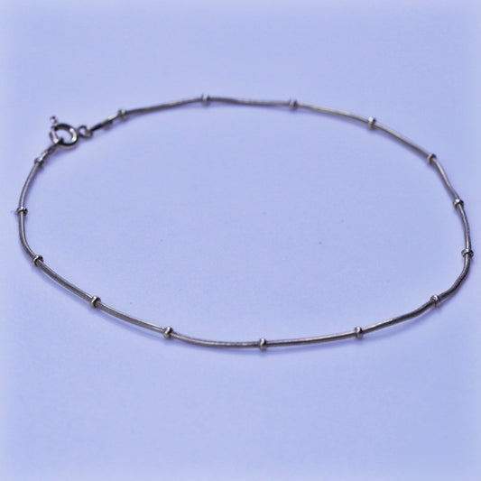 9”, vermeil gold over Sterling 925 silver bracelet, snake anklet with beads