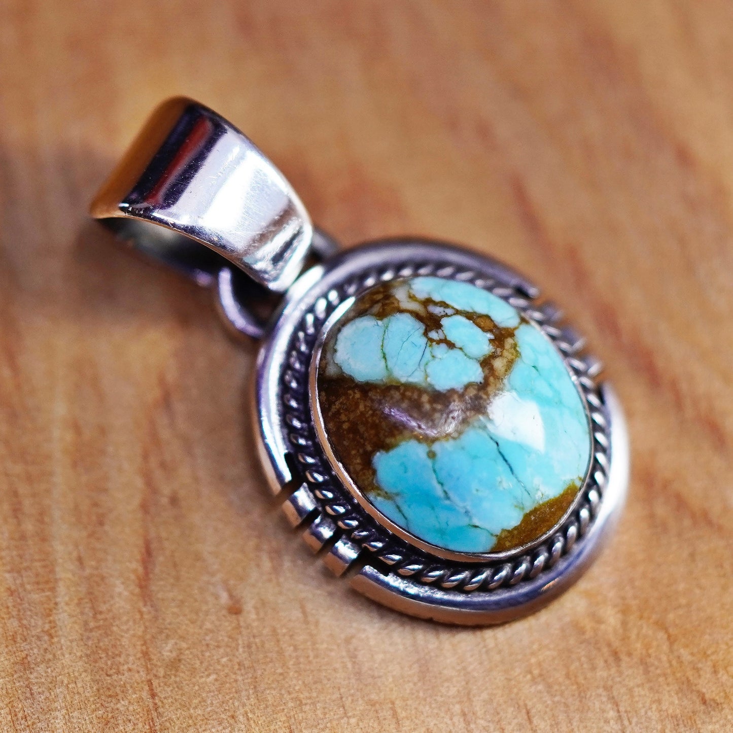 Vintage Benny Pinto Sterling silver pendant with oval cripple creek turquoise