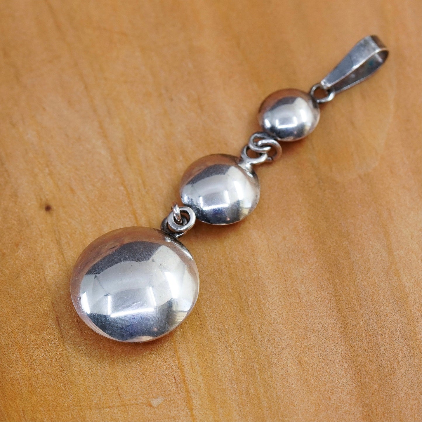 Vintage Sterling silver pendant, modern 950 puffy circle