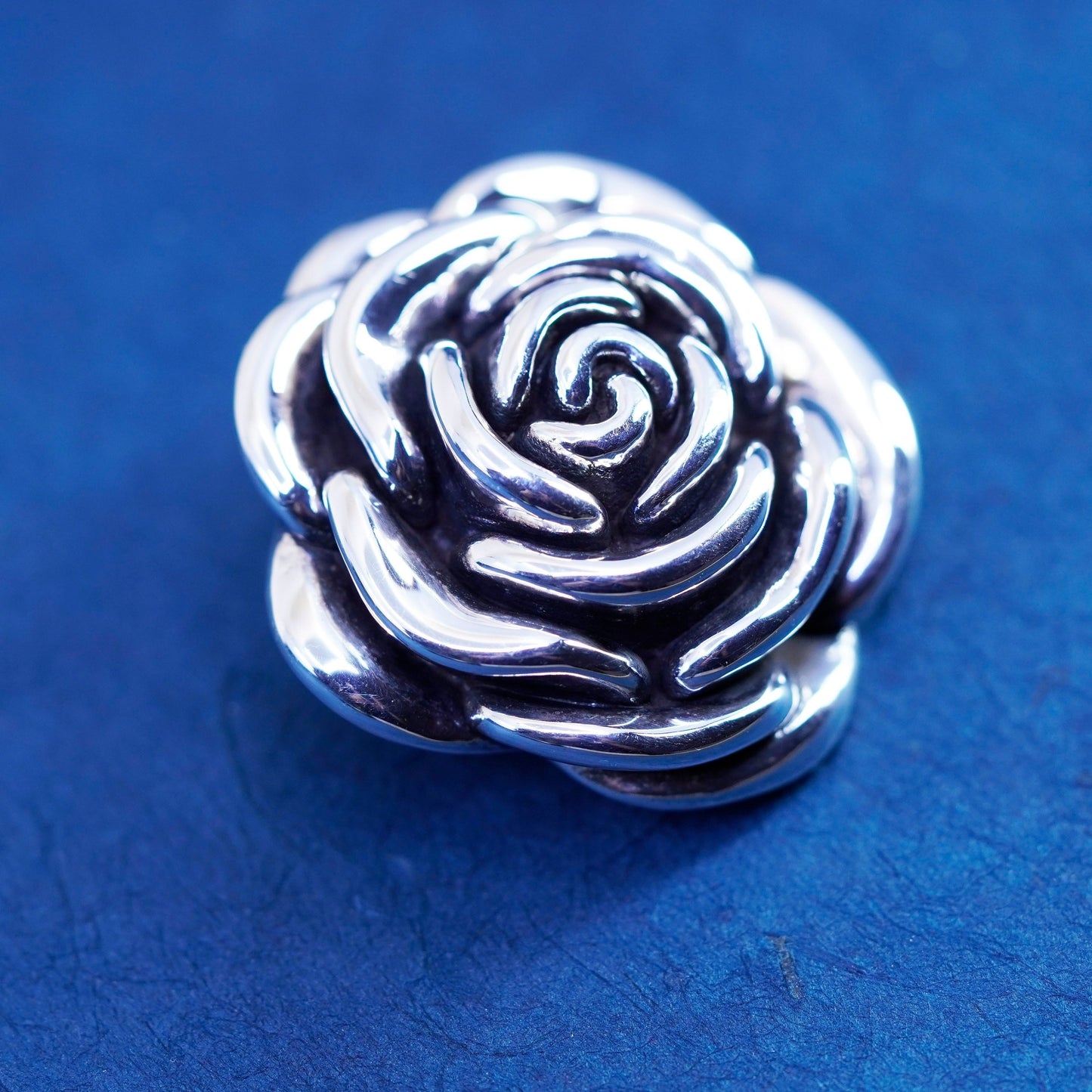 Vintage Sterling silver handmade pendant, 925 rose flower