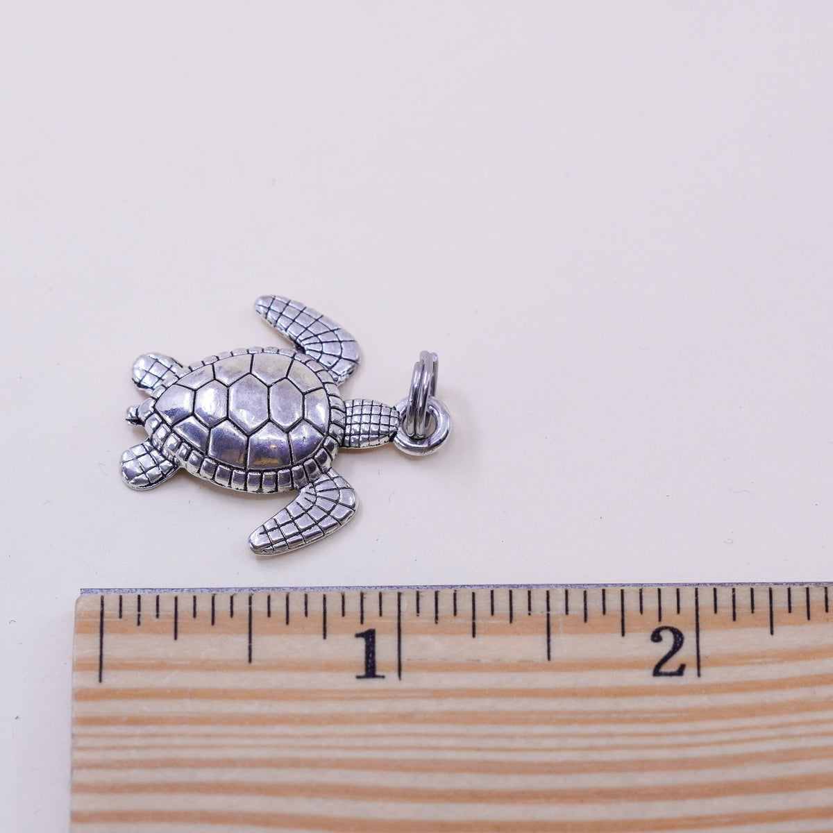 Vintage sterling silver handmade pendant, 925 turtle charm
