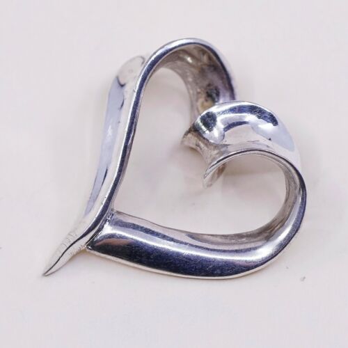 Vintage Italy Sterling Silver Twisted Heart Pendant, Solid 925 Silver Charm