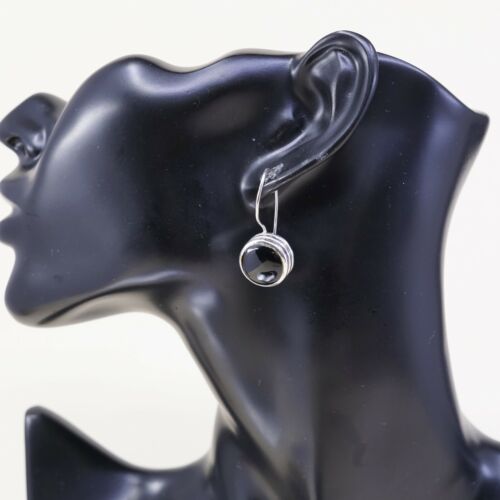 Vintage Sterling Silver Handmade Earrings, Southwestern 925 Dangles W/ Obsidian