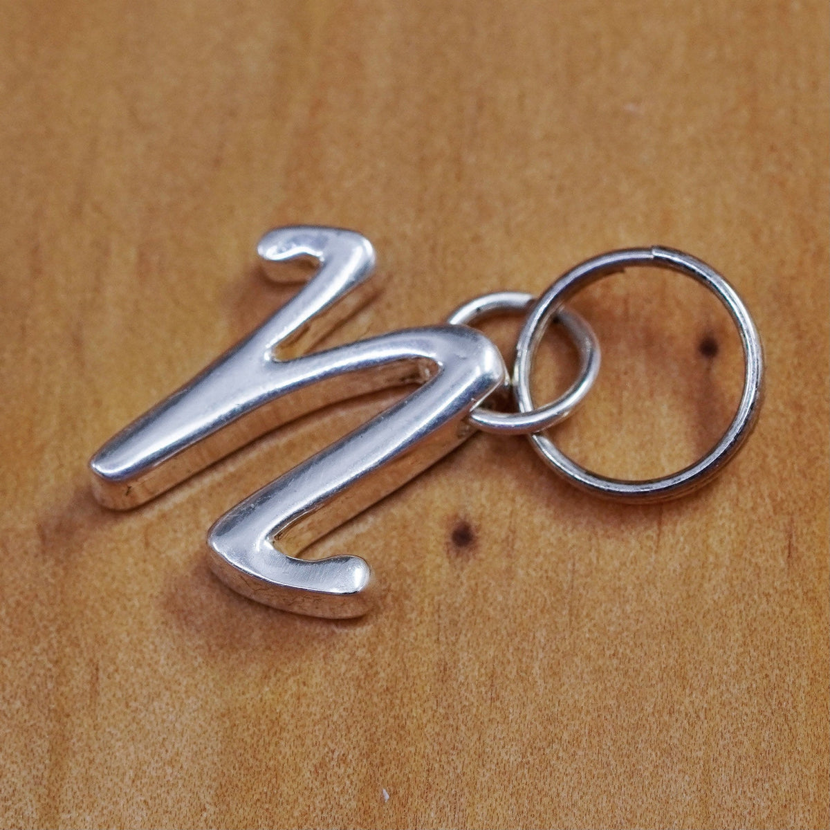 Vintage sterling silver handmade pendant, 925 charm with initial “N”