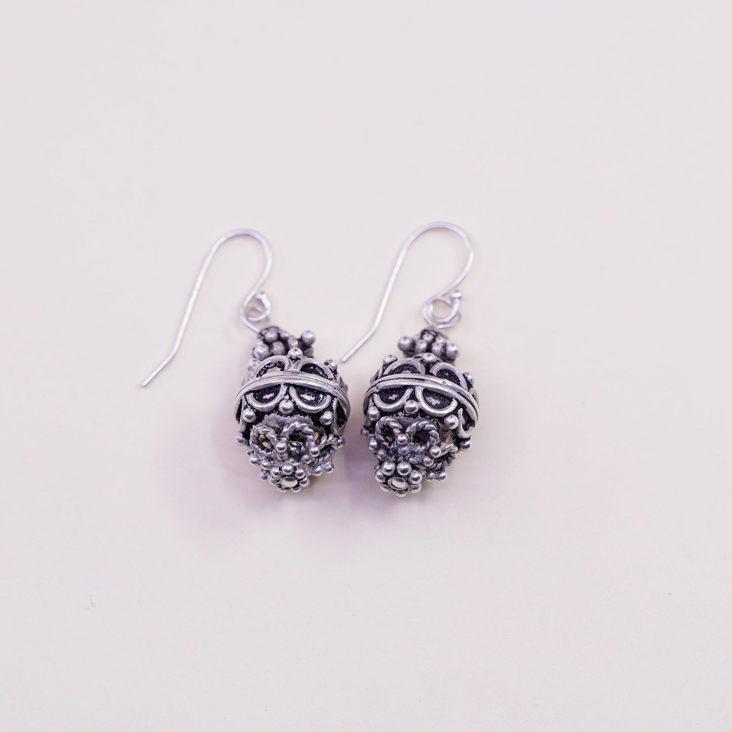 Vintage silver tone Bali earrings