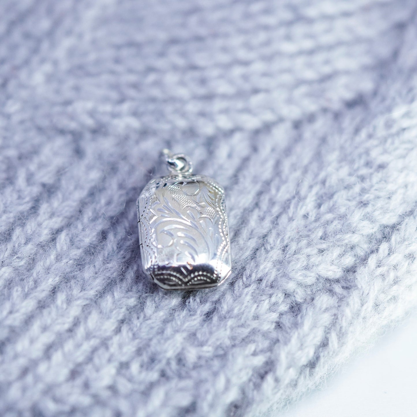 Vintage Sterling silver charm, textured 925 two photos locket