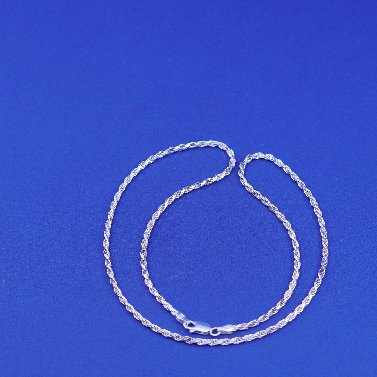 20”, 3mm, vintage Sterling silver handmade necklace, 925 diamond cut rope chain