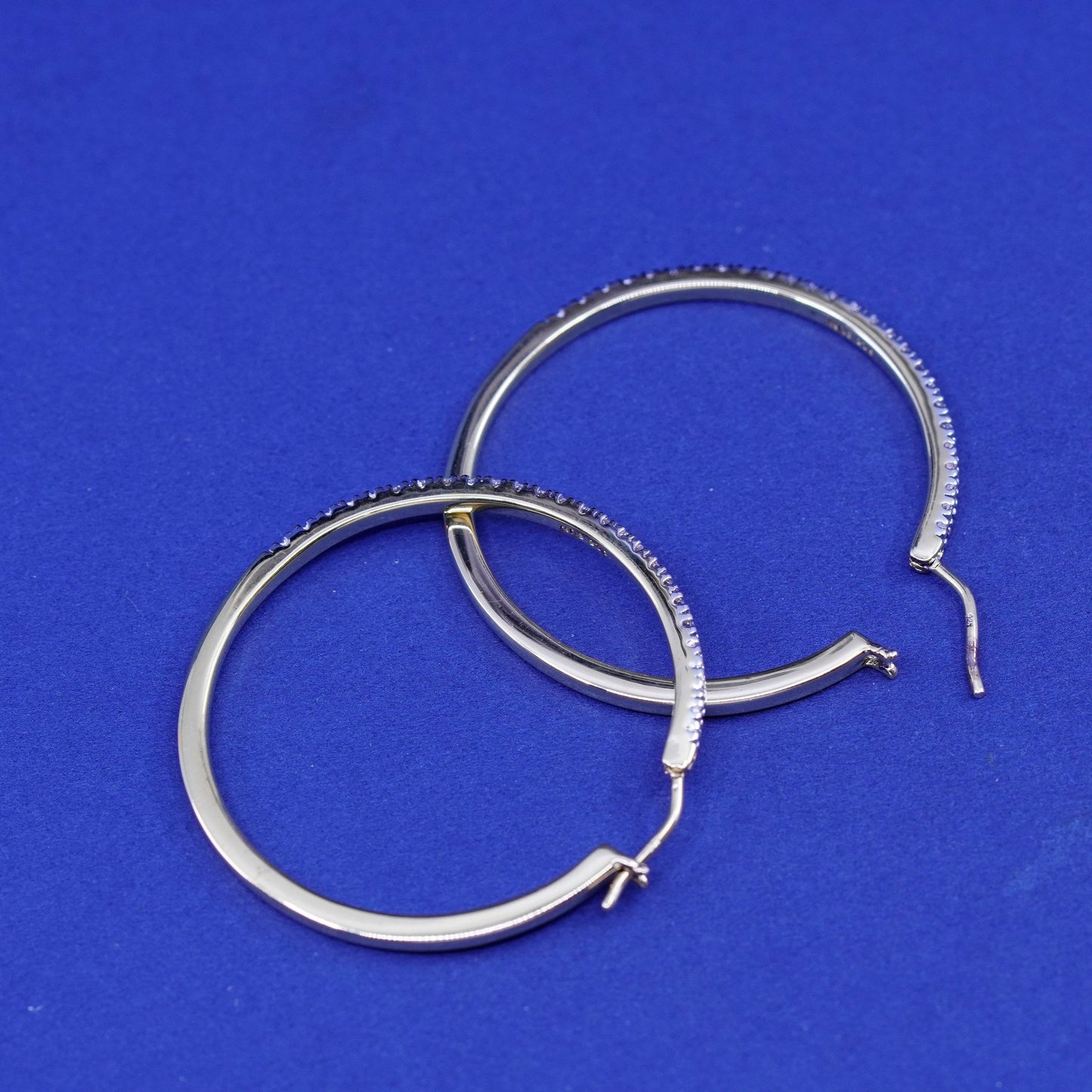 1.25”, Vermeil gold filled Sterling silver earrings, 925 hoops, huggie diamond