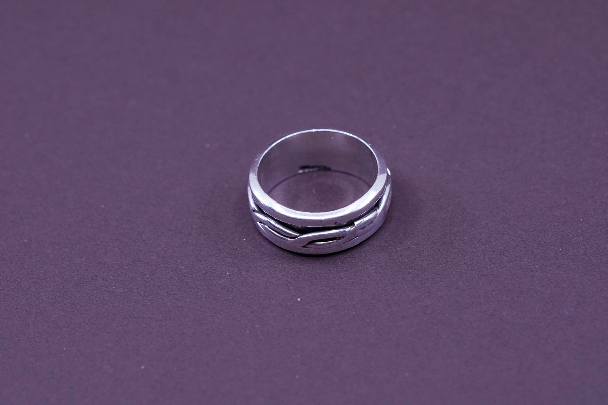 Size 11, vintage Sterling silver prayer ring, 925 spinner band