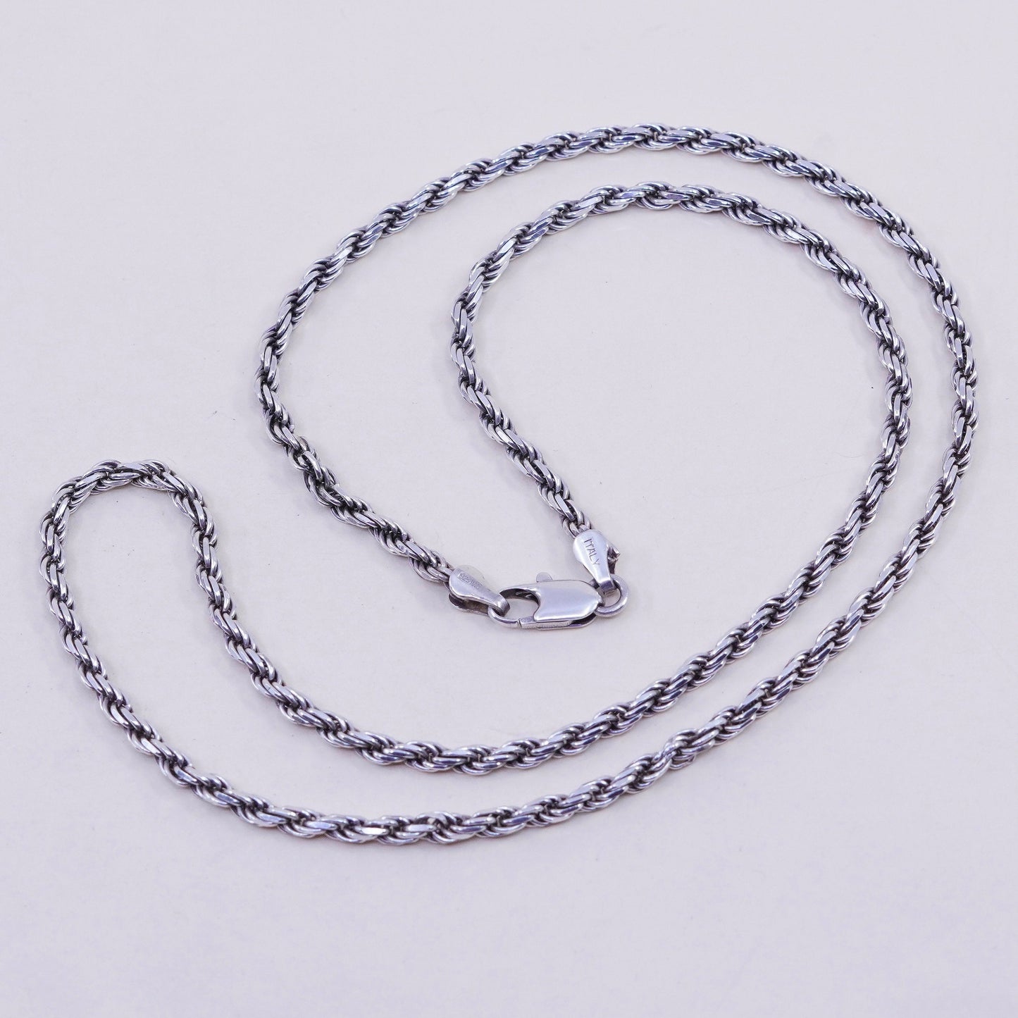 22”, 4mm, vintage Sterling silver necklace, 925 diamond rope chain