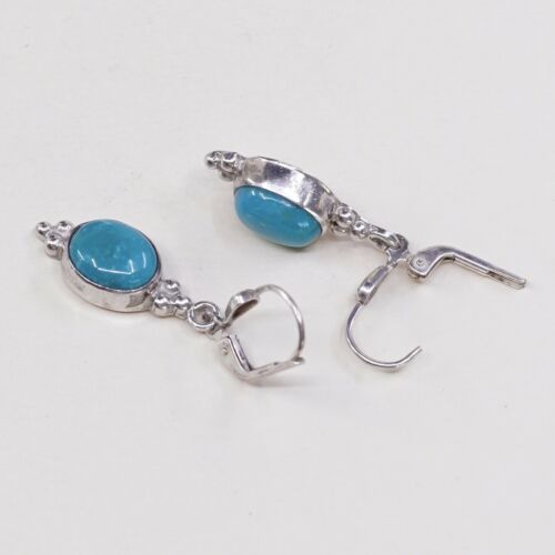 Vtg handmade Sterling Silver earrings, Southwestern 925 Turquoise Dangles