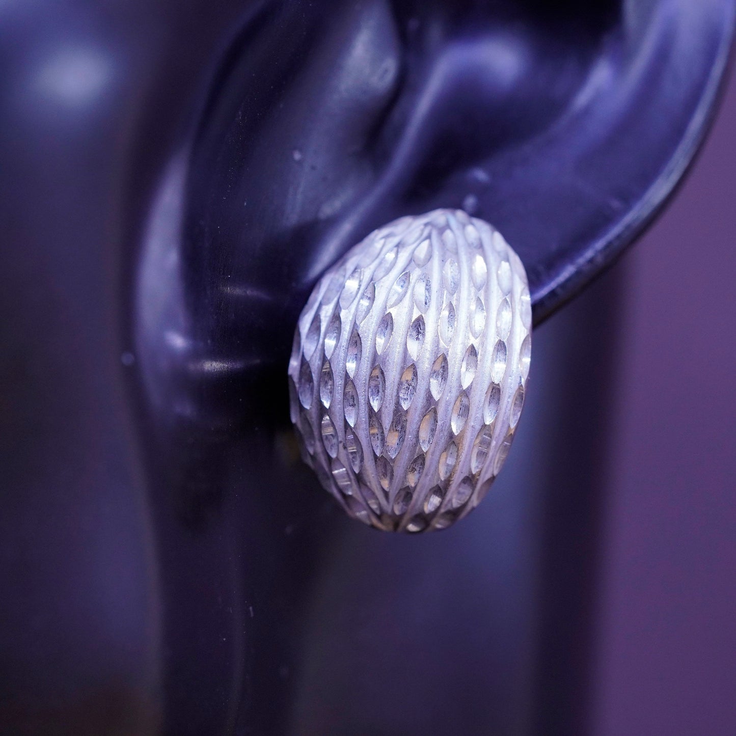 Vintage Sterling silver handmade earrings, textured 925 studs