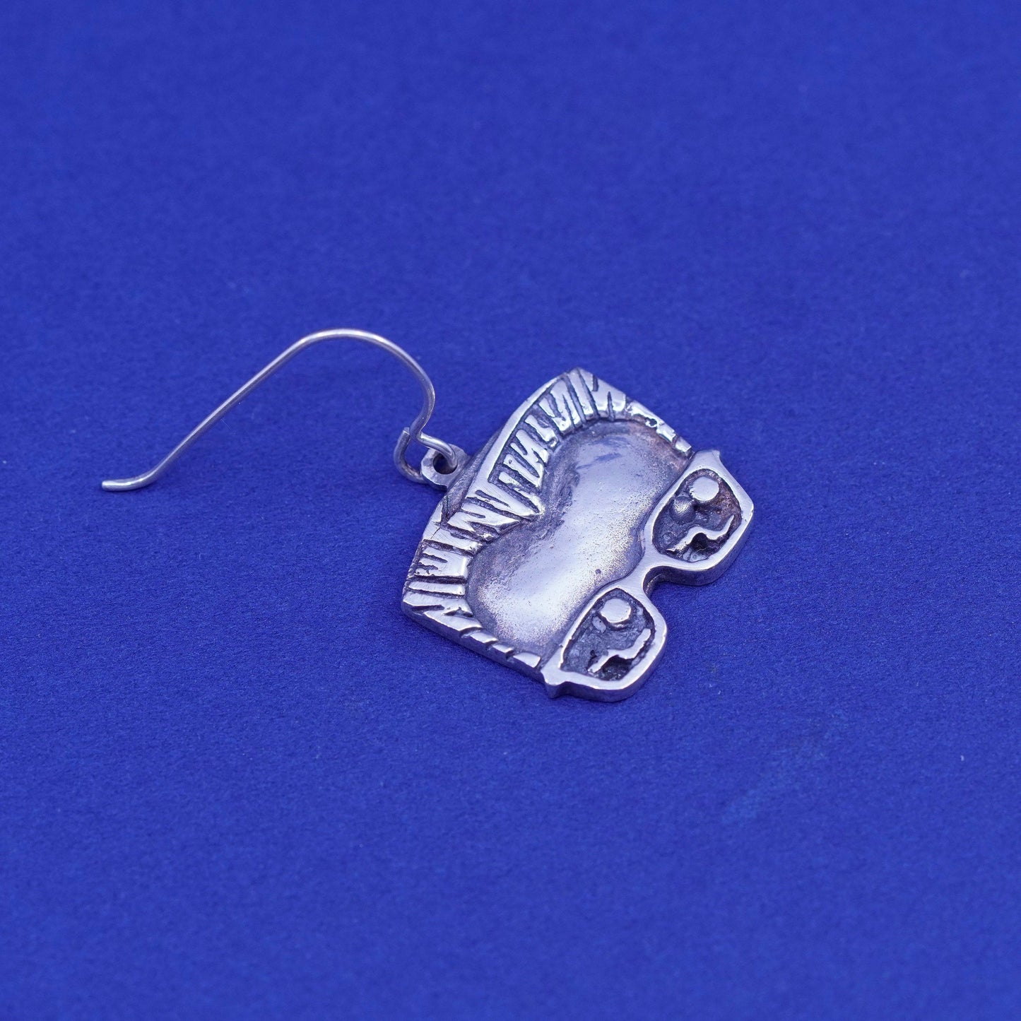 sterling 925 silver earrings, comic book figure forehead with sunglasses