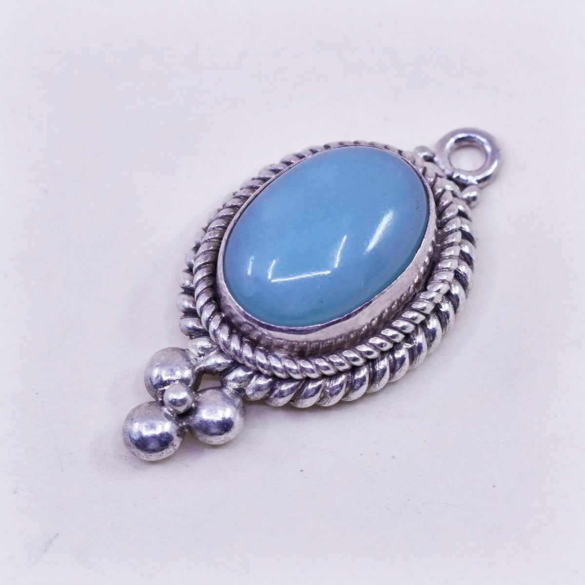 Vintage BA Suarti Sterling 925 Silver Handmade pendant w/ jade and cable around