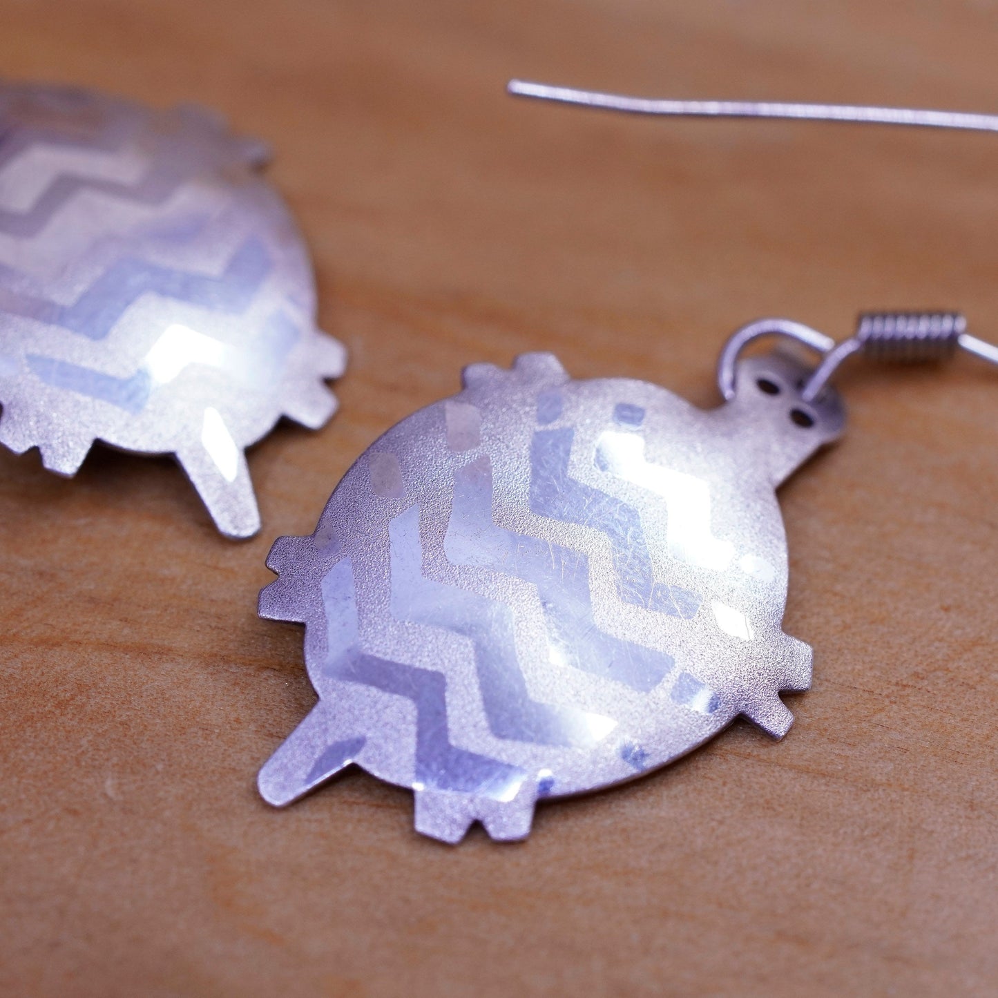 Vintage Sterling silver handmade earrings, 925 turtle drops