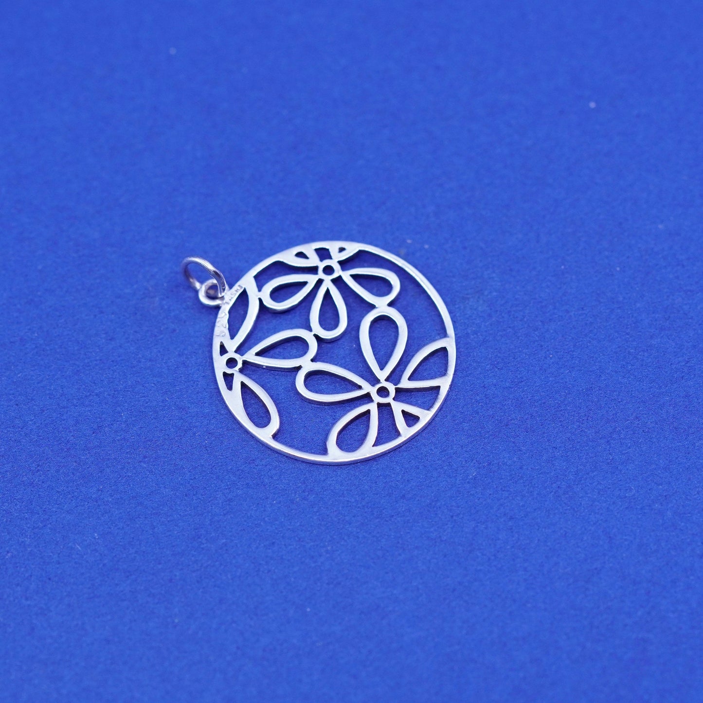 Vintage Tashi Sterling silver handmade pendant, 925 filigree Sakura flower