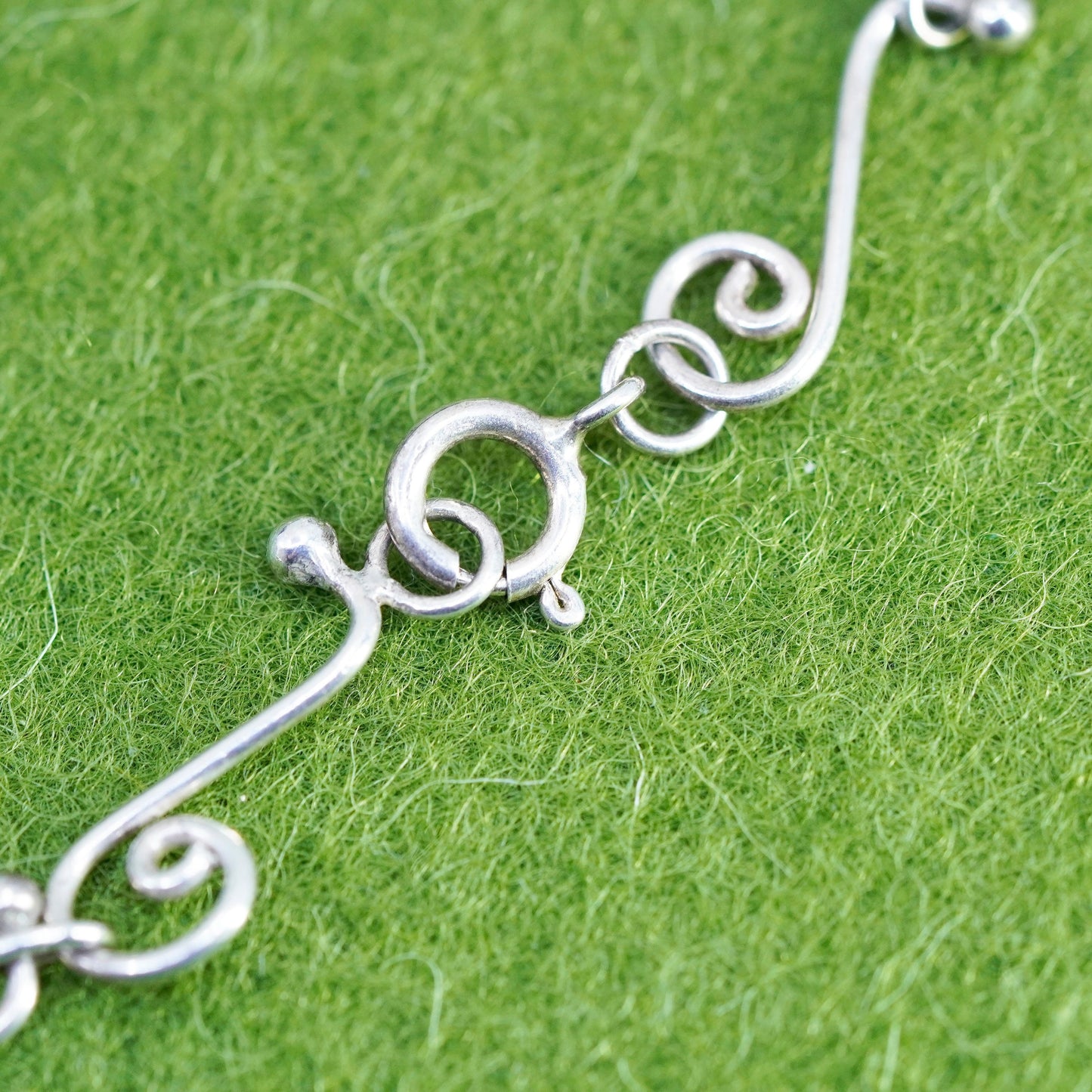 7”, vintage 925 Sterling silver swirl circle chain bracelet