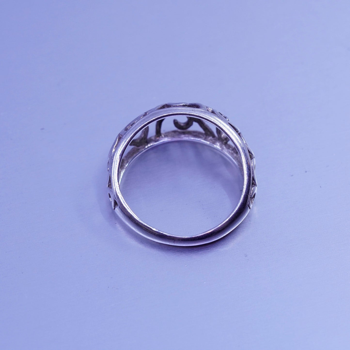 Size 7.25, vintage Sterling 925 silver handmade ring, filigree band